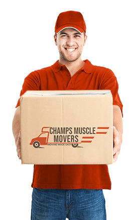 Champs Muscle Movers delivering a package